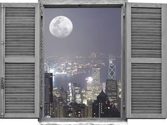 Queence Wandtattoo »Grossstadt« Wandsticker, Wandbild, selbstklebend, 3D, Fenster