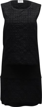Maison Margiela Waffle Print Shift Dress in Black Polyester Viscose