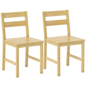 HOMCOM Sillas de comedor 42x45x80 cm madera natural