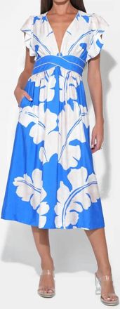 Adelyn Rae Avery Midi Dress In Blue / Ivory