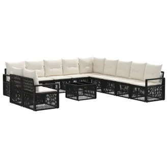 vidaXL Conjunto De Sof&aacute;s De Jard&iacute;n 12 Pcs Negro Rat&aacute;n Sint&eacute;tico Vidaxl