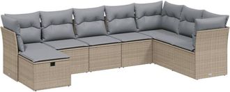 vidaXL Juego De Sof&aacute;s Jard&iacute;n Con Cojines Beige Mezcla 8 Pzas Rat&aacute;n Pe Vidaxl