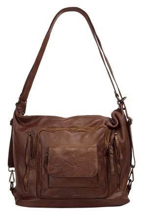 Forty Degrees Cityrucksack FORTY, Damen, Gr. B/H/T: 40cm x 33cm x 18cm, onesize, braun (cognac), Leder, Rindsleder, Retro, Rucks&auml;cke Cityrucksack, echt Leder, Made 