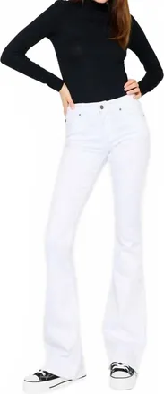 Kancan Mid Rise Flare Jeans In White