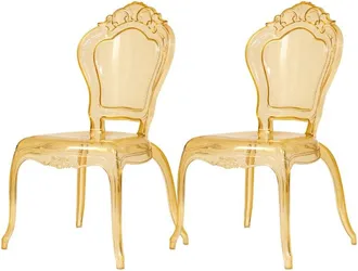 Biscottini International Set 2 Sillas De Policarbonato Transparente Silla De Cocina/sala De Estar Sillones De Pl&aacute;stico Para Comedor Sill&oacute;n Dormitorio