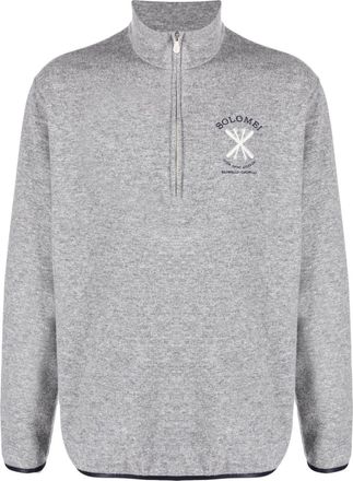 Brunello Cucinelli embroidered roll-neck sweatshirt - men - Cashmere/Polyamide/Cotton - S - Grey