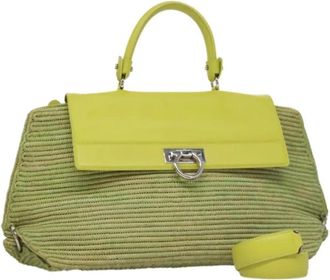 Ferragamo Pre-owned Handbags, female, Green, Size: ONE SIZE Pre-owned Leather Handbag