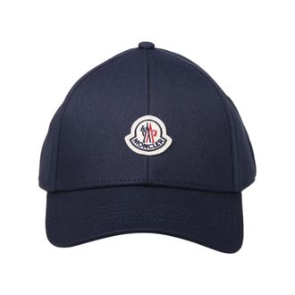 Moncler Logo Baseball Cap - Heren - Petten - Blauw - ONE Size - Katoen - Accessoires