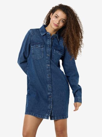 Noisy May Jeanskleid NOISY MAY NMNEW SIGNE L/S DENIM DRESS VI002MB LX, Damen, Gr. M (38), N-Gr, blau (medium blau denim), Denim/Jeans, Obermaterial: 100% Baumwo