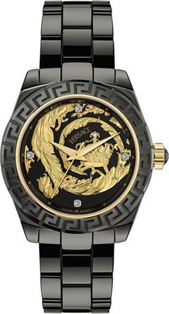Versace DV One 20th Anniversary Diamond Automatic Ceramic Bracelet Watch, 40mm in Black Ceramic at Nordstrom