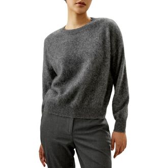 LilySilk Classic Round Neck Cashmere Sweater for Women in Dark Gray at Nordstrom, Size X-Small