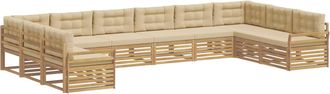 vidaXL Juegos De Sof&aacute;s 10 Uds. Y Beige Polyester Vidaxl