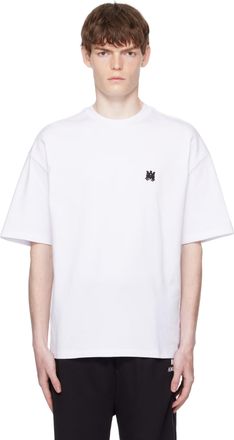 Amiri Mens MA Logo T-Shirt in White Cotton - Size Medium