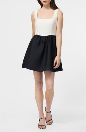 French Connection Colorblock Fit & Flare Minidress in Porcelain Cream at Nordstrom Rack, Size 14
