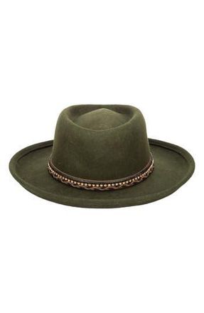San Diego Hat Company Rhinestone & Braided Leather Wool Gambler Hat in Green at Nordstrom Rack