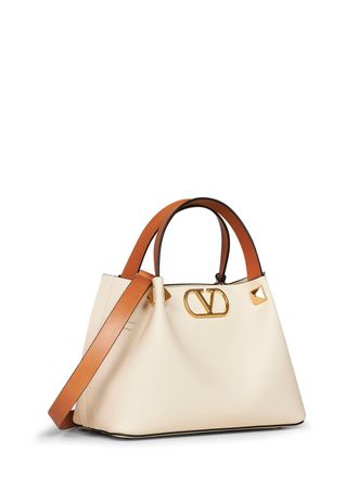 Valentino Garavani VLogo Calf Leather Shoulder Bag - Ivory