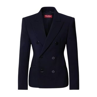 Max Mara Blazers, female, Blue, 2XL, Double Breasted Blazer Jacket