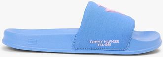 Tommy Hilfiger Mens Script Monogram Canvas Pool Slide - Blue - US 11.5 / EU 45