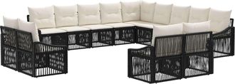 vidaXL Conjunto De Sof&aacute;s De Jard&iacute;n 13 Uds. Negro Rat&aacute;n Sint&eacute;tico Vidaxl