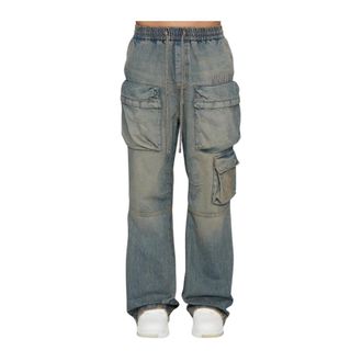 Amiri Drawstring Baggy Cargo Jean - male - Amiri - Wide Jeans - Blue - M - Jeans