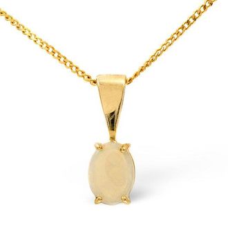 The Diamond Store Opal 7 x 5mm 9K Yellow Gold Pendant Necklace