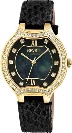 Gevril Group Lugano Swiss Diamond Quartz Watch, 35mm in Black at Nordstrom Rack