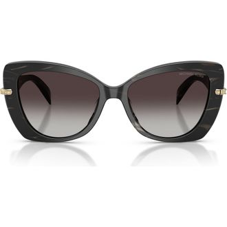 Michael Kors Atlanta 55mm Gradient Butterfly Sunglasses in Black Horn /Light Grey at Nordstrom