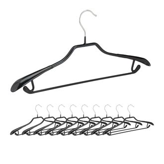 Relaxdays Relaxdays Pack De 10 Perchas Ropa Antideslizantes Para Trajes Con Barra, Metal Y Pvc, Negro, 45 Cm