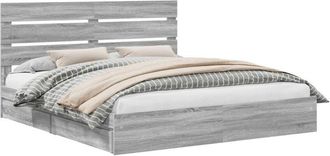 vidaXL Cama Con Almacenamiento Con Cabecera Gris Sonoma 200 X 200 Cm Vidaxl