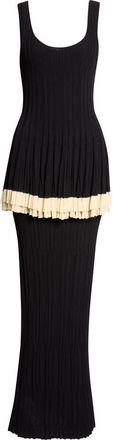 Ashlyn Kishi Layered Rib Sweater Dress in Black/ivory at Nordstrom, Size Medium