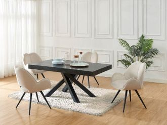 Vente-Unique Tavolo da pranzo allungabile da 6 a 10 coperti in MDF e Metallo Nero - CATONAV