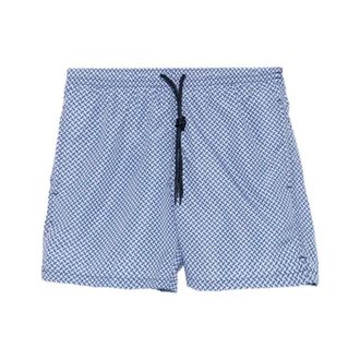Drumohr Beachwear, male, Blue, Size: 2XL Printed Swim Shorts