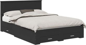 vidaXL Bed Frame with Headboard Black 135 x 190 cm Engineered Wood vidaXL