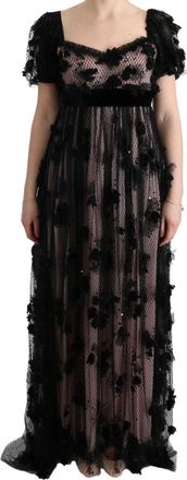 Dolce & Gabbana Gestikte Bloemen Gown met Lange Mouwen