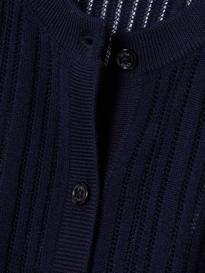 Chloé Ribbed Pointelle-knit Wool Cardigan - Blue From £815.00 - On Stylight