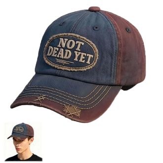 Generic Veterans Casual Hat, Not Dead Yet DD-214 Veteran-Owned Baseball Cap with Dark Humor Embroidered Badge, Adjustable Vintage Washed Distressed Cotton Ble