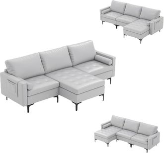 Costway Costway - Sof&aacute; Modular De Esquina En Forma De L, Extra Grande Con Usb, Patas De Metal S&oacute;lido, 2 Cojines Desmontables Incluidos, Sof&aacute; De Esquina De Tel