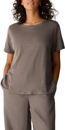 Eileen Fisher Organic Linen Crewneck T-Shirt in Walnut at Nordstrom, Size X-Small