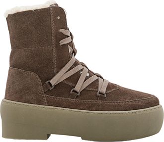 Gia Borghini High-Top Suede Boots with Shearling Lining