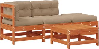 vidaXL Conjunto De Sof&aacute;s De Jard&iacute;n 4 Uds. Marr&oacute;n Cera Vidaxl