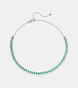 Kamyen Jewellery 18kt white gold and enamel choker with emeralds