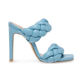 Steve Madden Schoenen, Dames, Blauw, 38 EU, Leer, Gevlochten Sandalen met Hoge Hak
