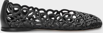 Loewe Petal Anagram Leather Ballerina Flats