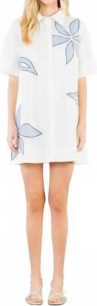 THML Clothing Womens Floral Embroidery Dress In White