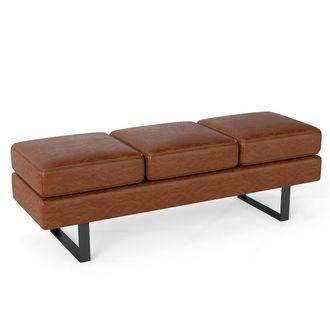 Costway Costway Waiting Room Bench Seating Long Bench Upholstered Reception Bench in Brown