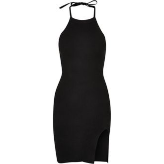 Urban Classics Dames/Dames Ribgebreide Halter Hals Jurk (Zwart)