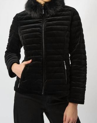 Joseph Ribkoff Fur Collar Coat In Black