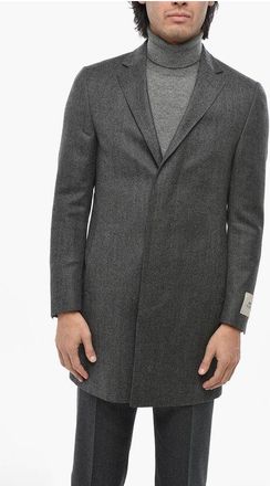 Corneliani CC COLLECTION Herringbone Motif Virgin Wool Coat size 46