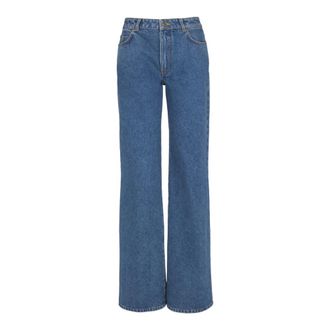 Balmain Wide Jeans, female, Blue, Size: XS Straight-leg denim jeans