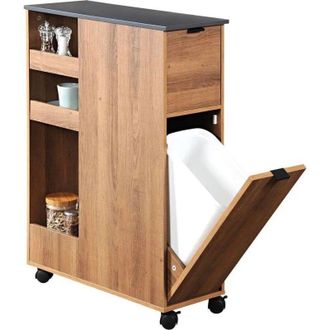 KESPER Carrello da cucina Kesper in teak con 3 ripiani e ruote